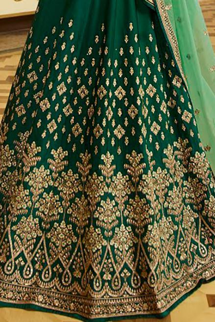 Pine-Green sparkle silk heavy embroidered Lehenga Set