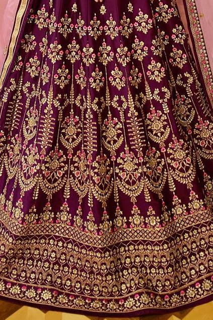 Purple sparkle silk heavy embroidered Lehenga Set