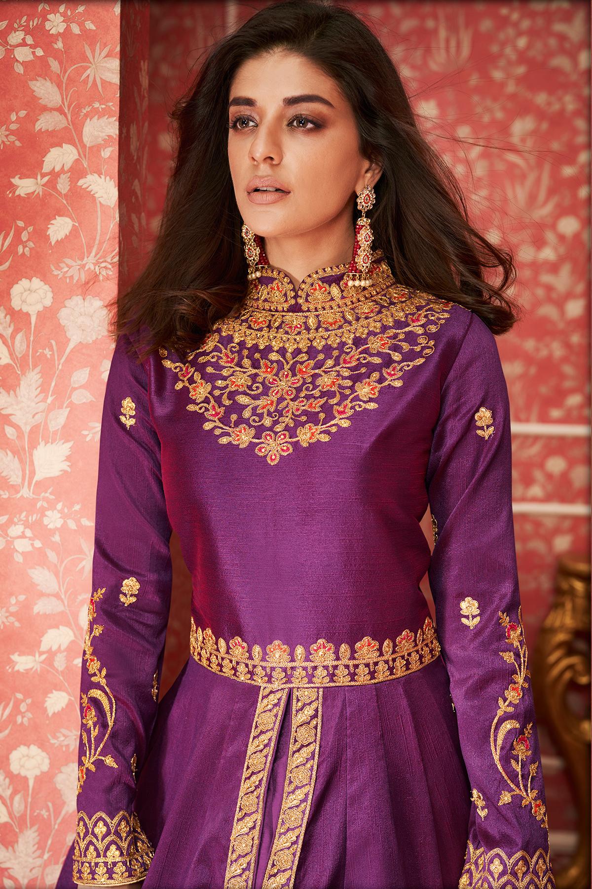 Violet Designer Slit Cut Anarkali Sui