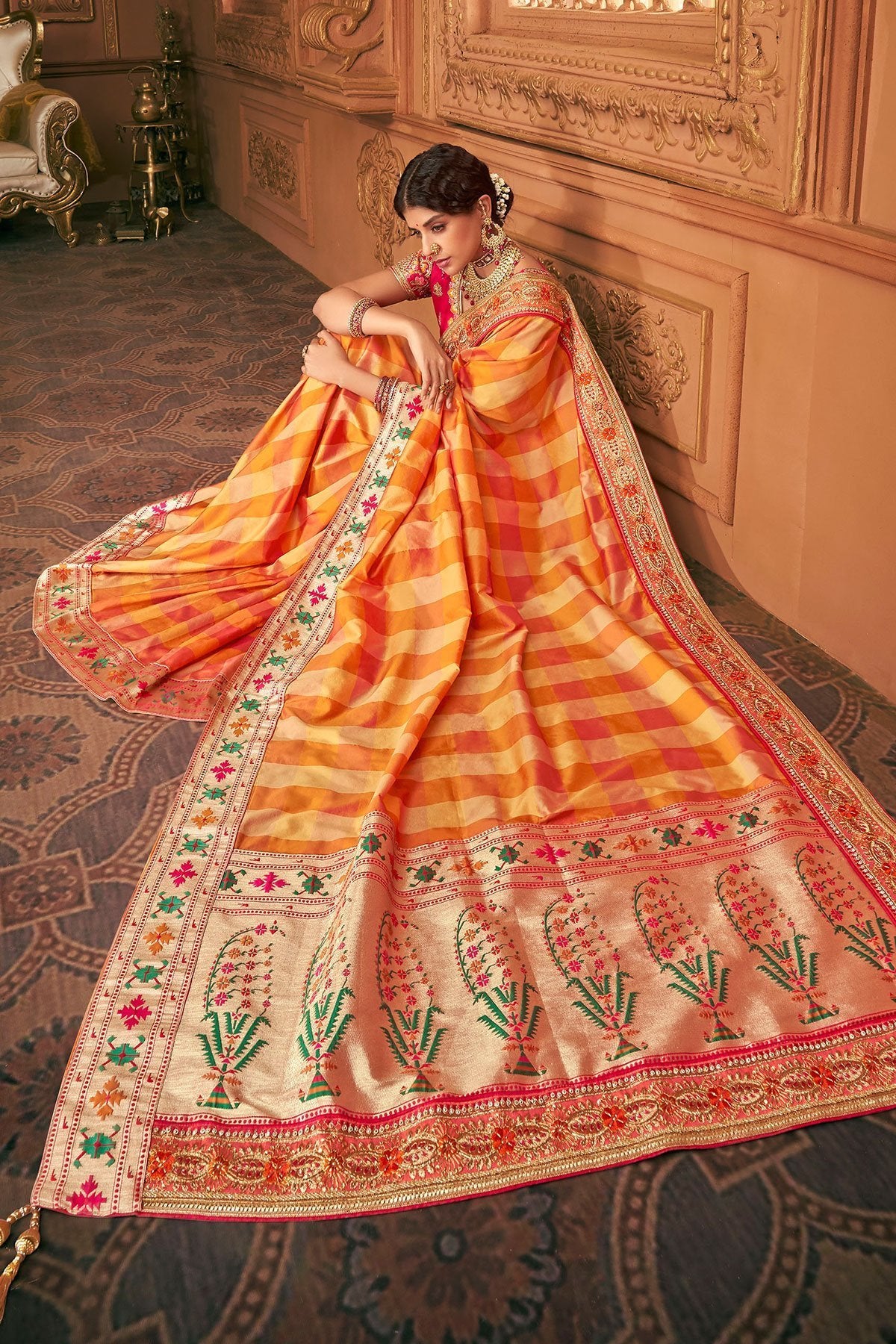 Multicoloured Designer Silk Saree