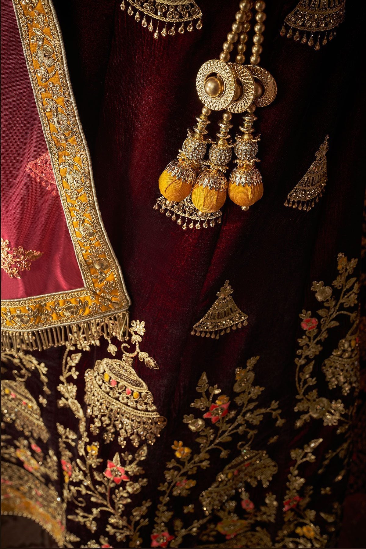 Yellow and Brown designer party wear Lehenga Set