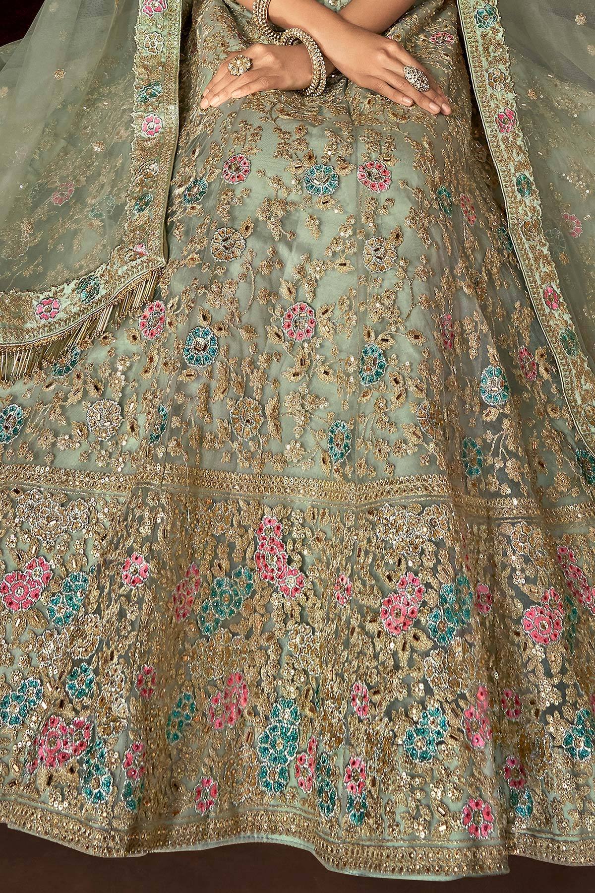 Gray Net designer party wear Lehenga set