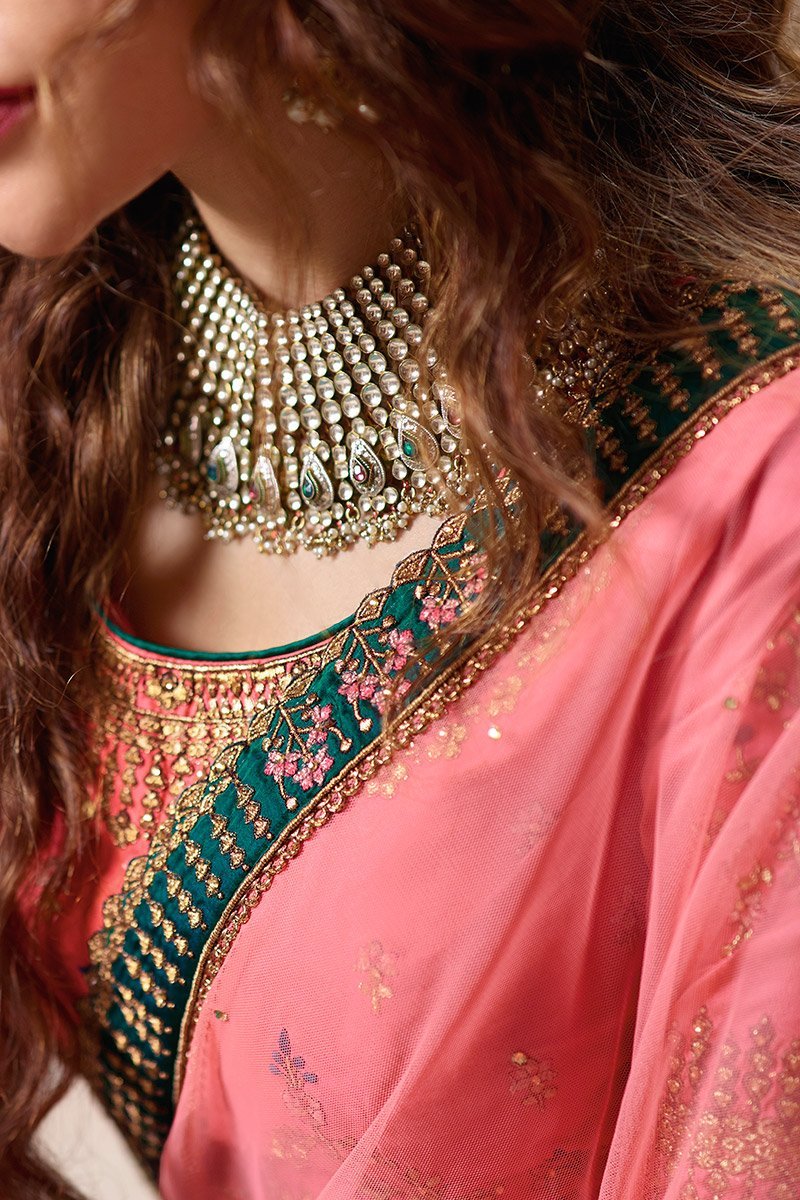 Pink and Blue Dual Shaded Party Wear Lehenga Choli