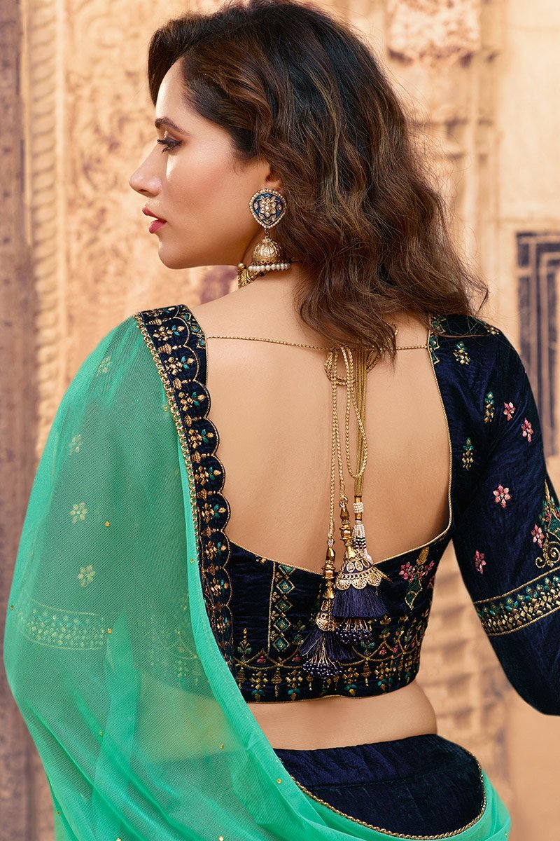 Midnight Blue and Cyan Blue Party Wear Lehenga Choli