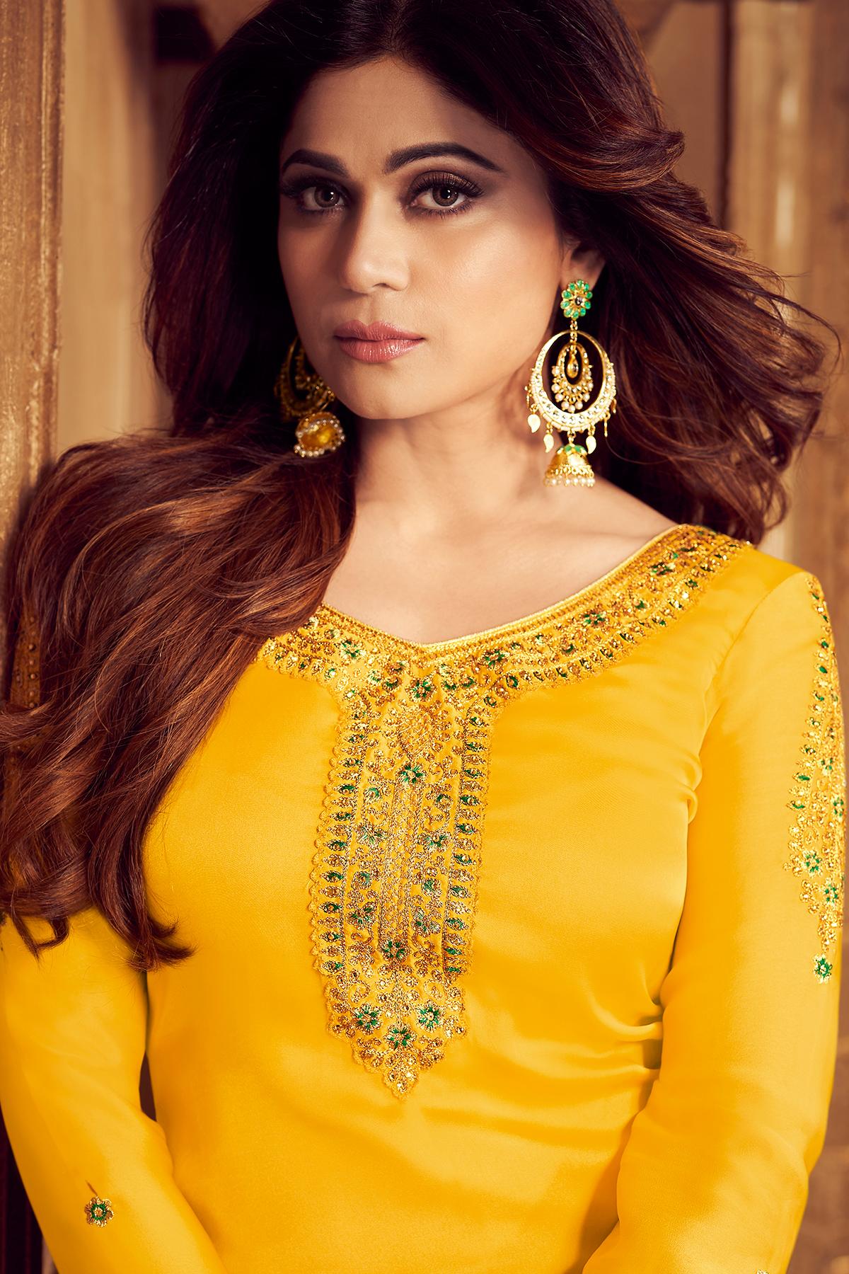 Yellow And Green Georgette Sharara Suit