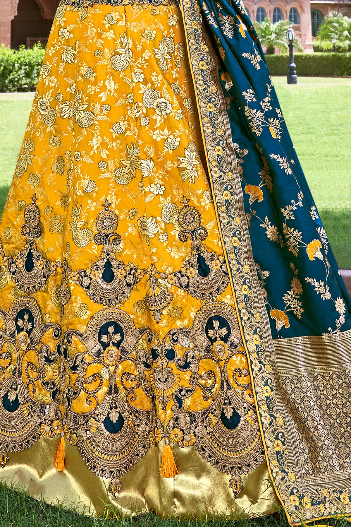 Yellow And Pink Wedding Lehenga Choli Set