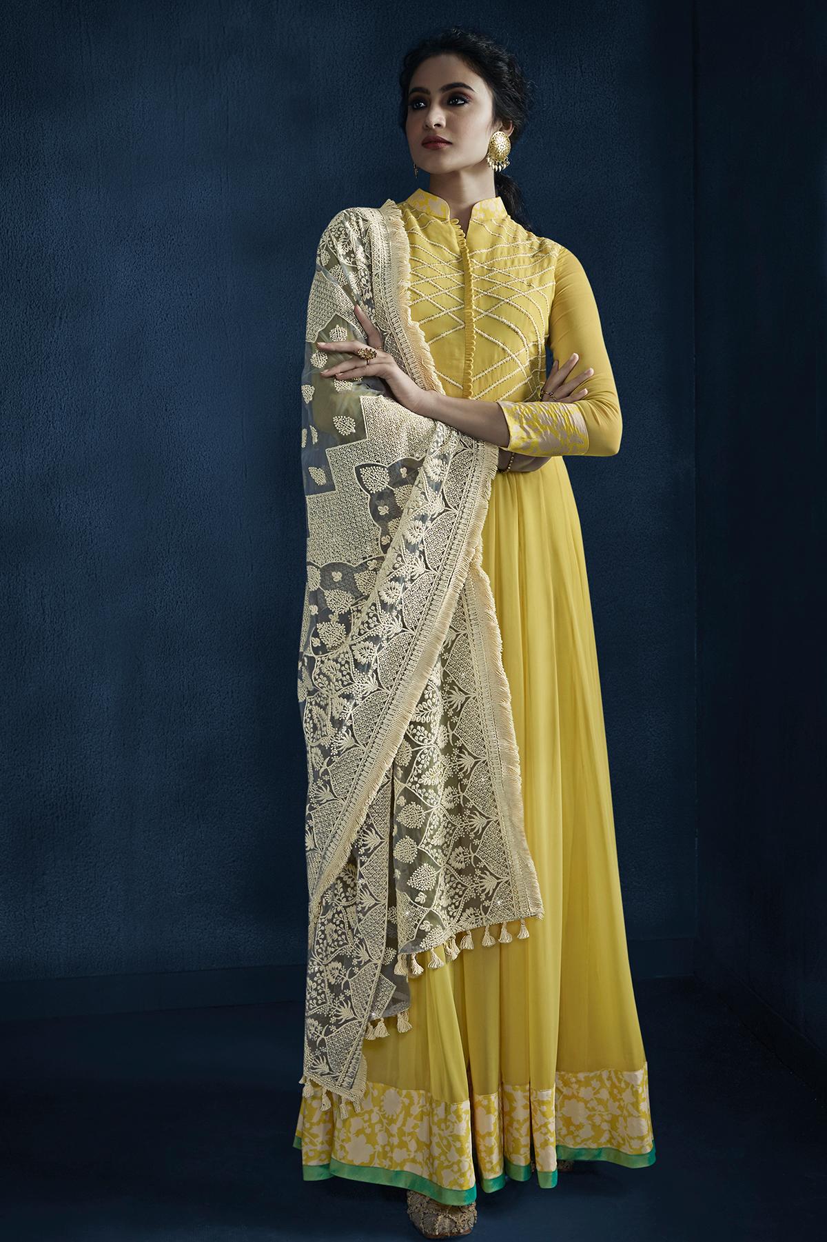 Yellow Designer Georgette Gown