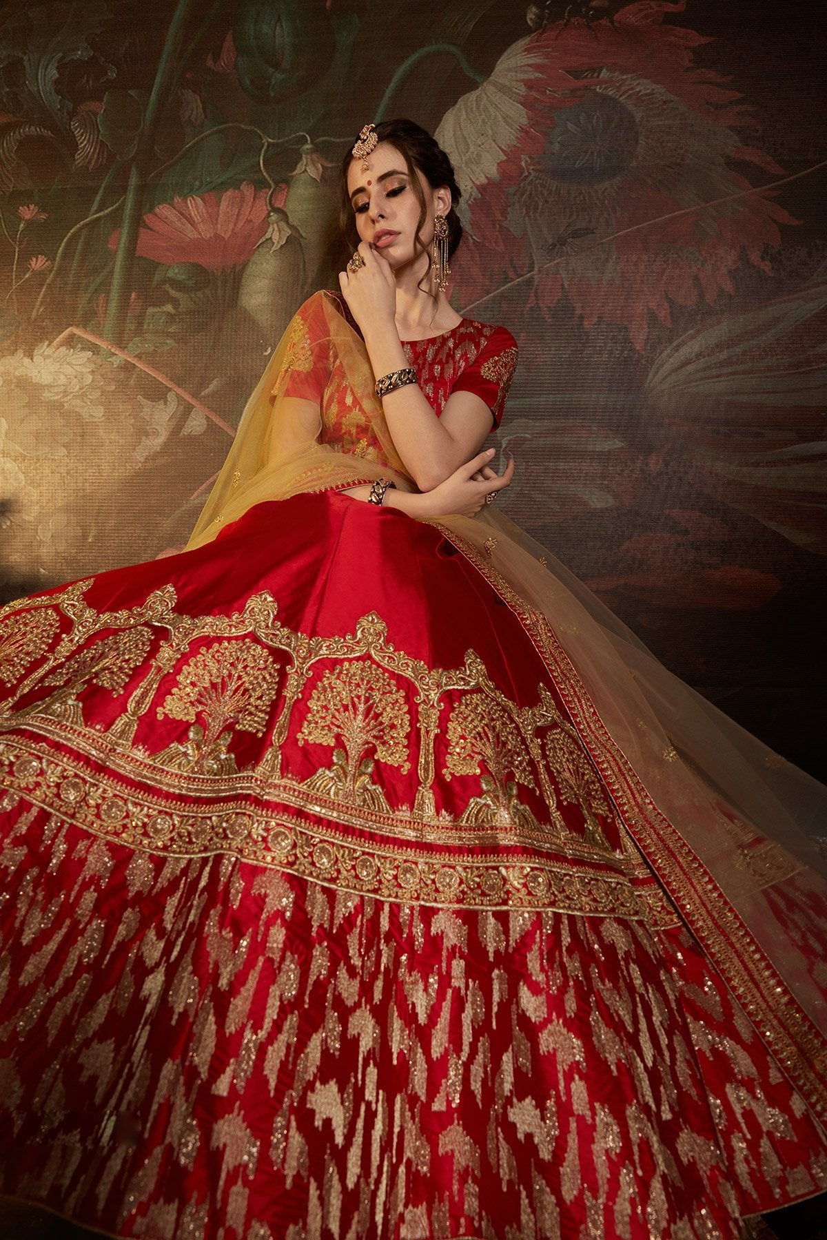 Red Designer wear Bridal Lehenga set