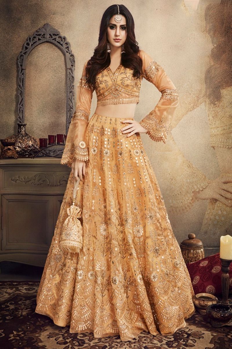 Beige Colored Party Wear Lehenga Set