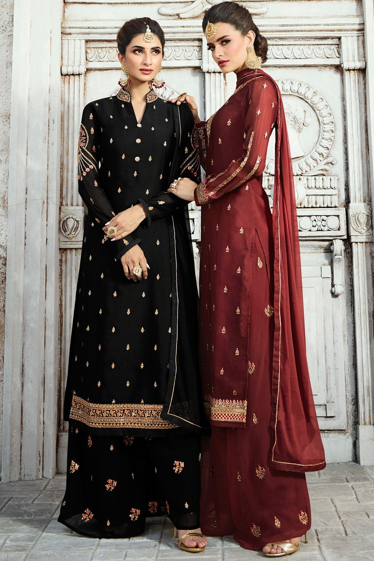 Fabulous Deep Black party wear Palazzo suit
