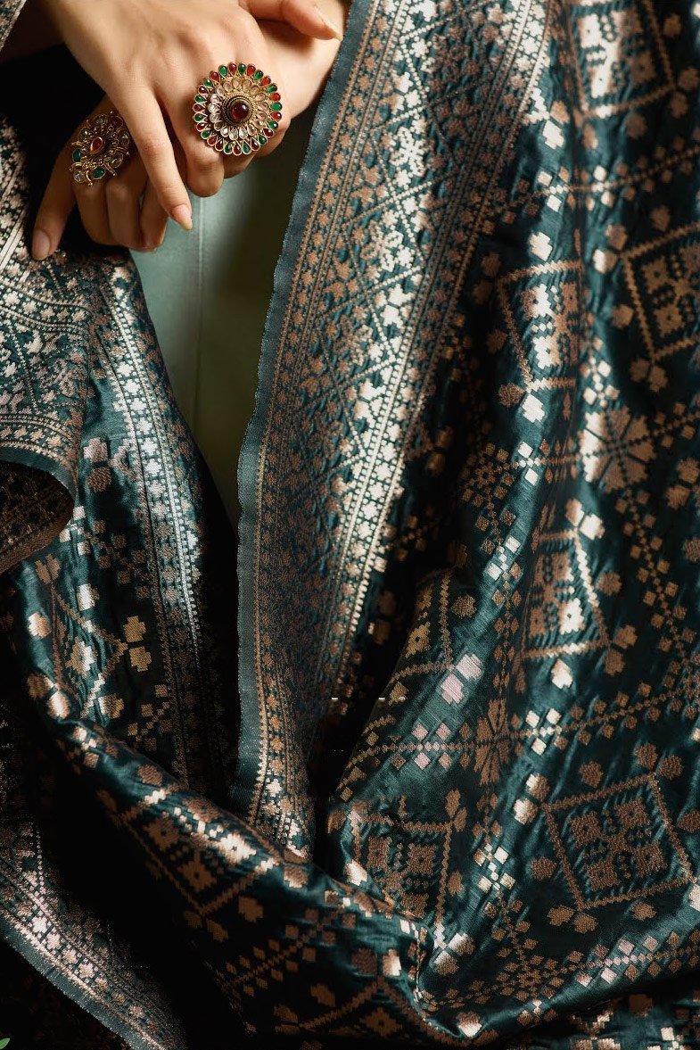 Silver Gray and Navy Blue Crystak Georgette Party wear Anarkali Suit