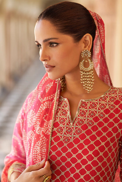 Rose Gold Embroidered Festive Suit Set