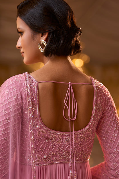Pink Embroidered Anarkali Dress