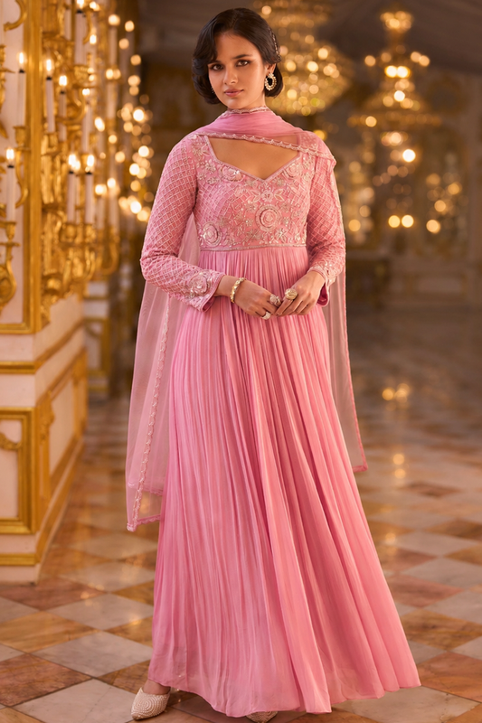 Pink Embroidered Anarkali Dress