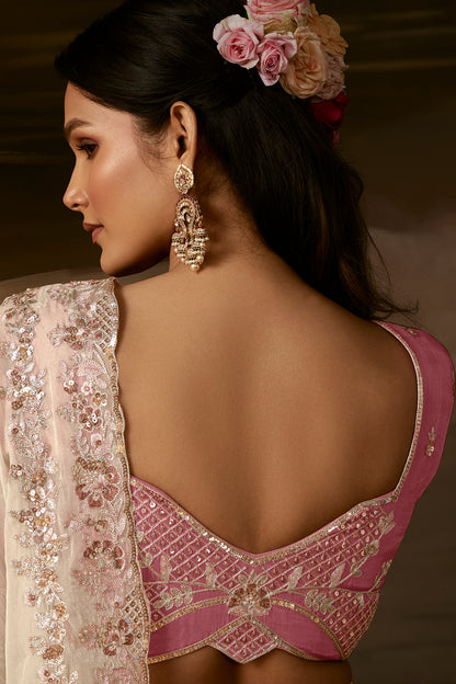 Ivory Saree with Blush Pink Blouse