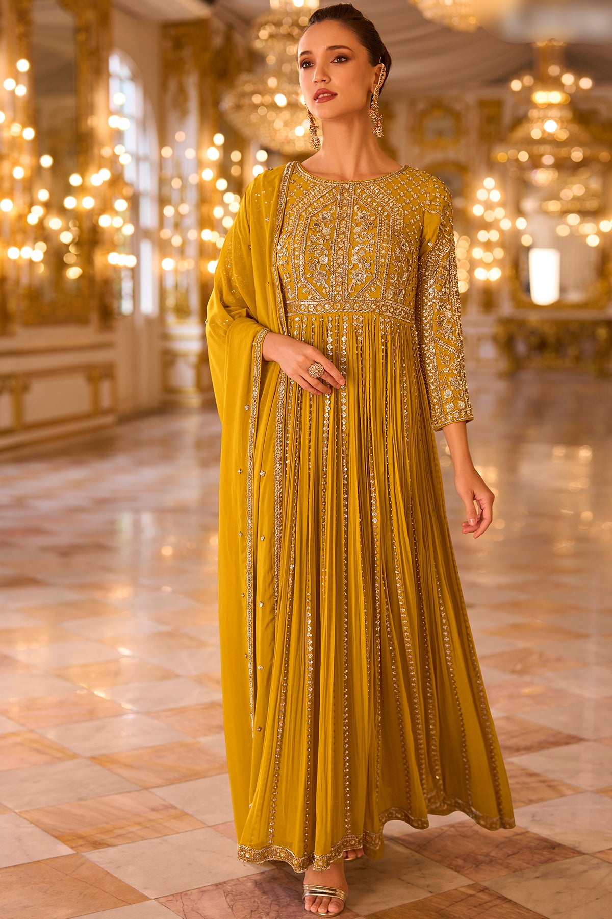 Mustard Yellow Anarkali Dress