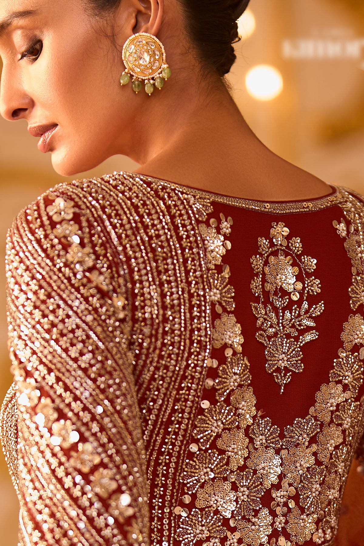 Rust Embroidered Anarkali Dress