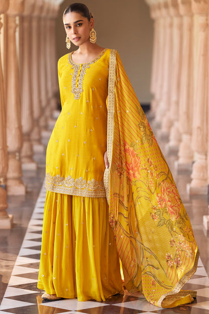 Mustard Yellow Sharara Suit Set
