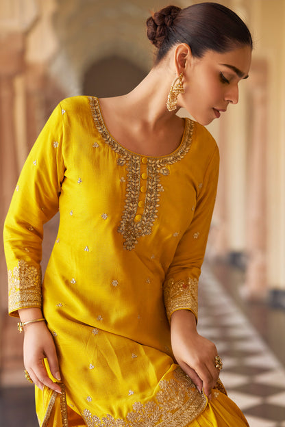 Mustard Yellow Sharara Suit Set