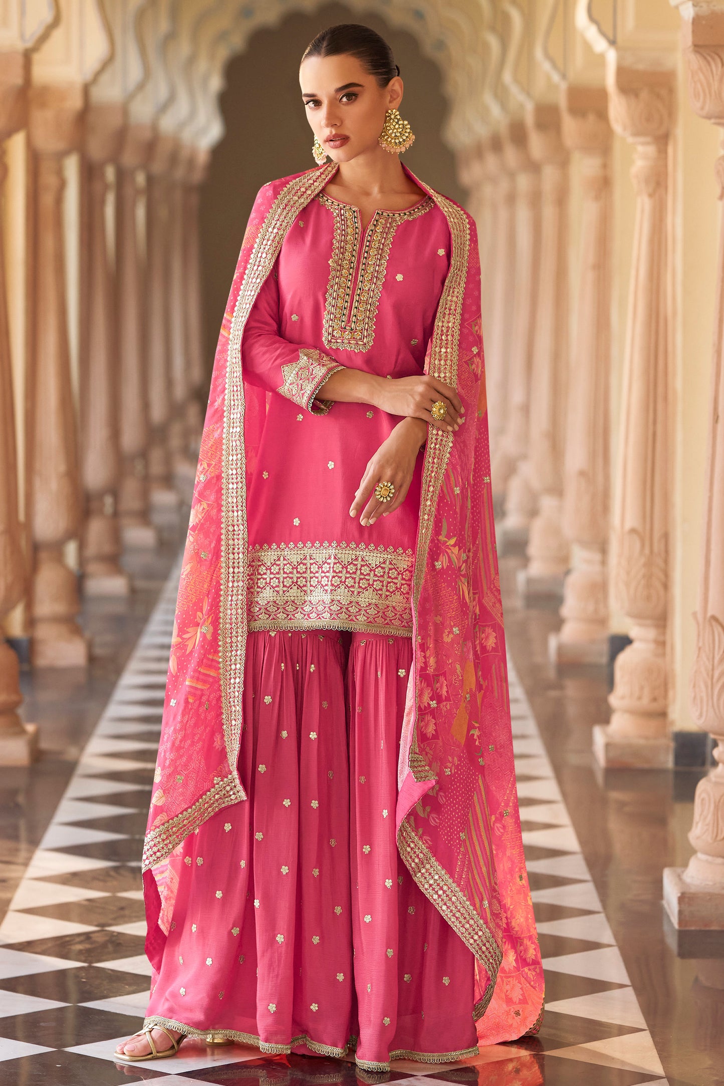 Rose Pink Sharara Suit Set