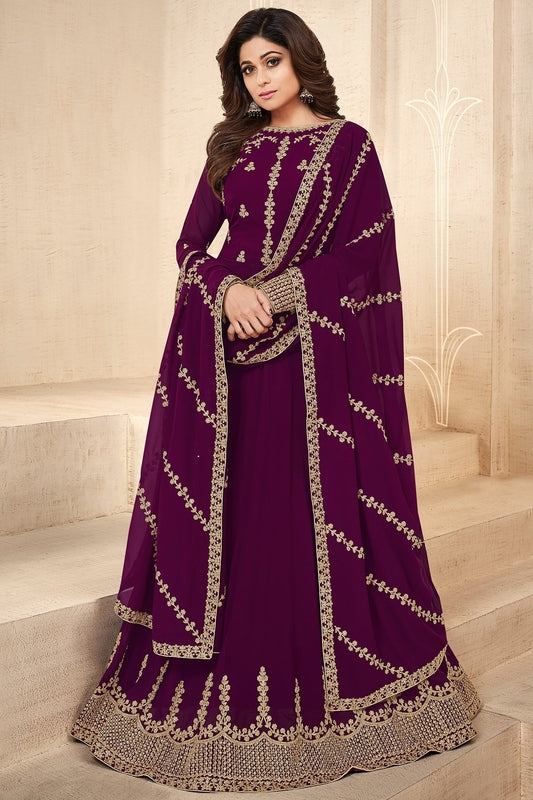 Purple Georgette Party Wear Anarkali Suit