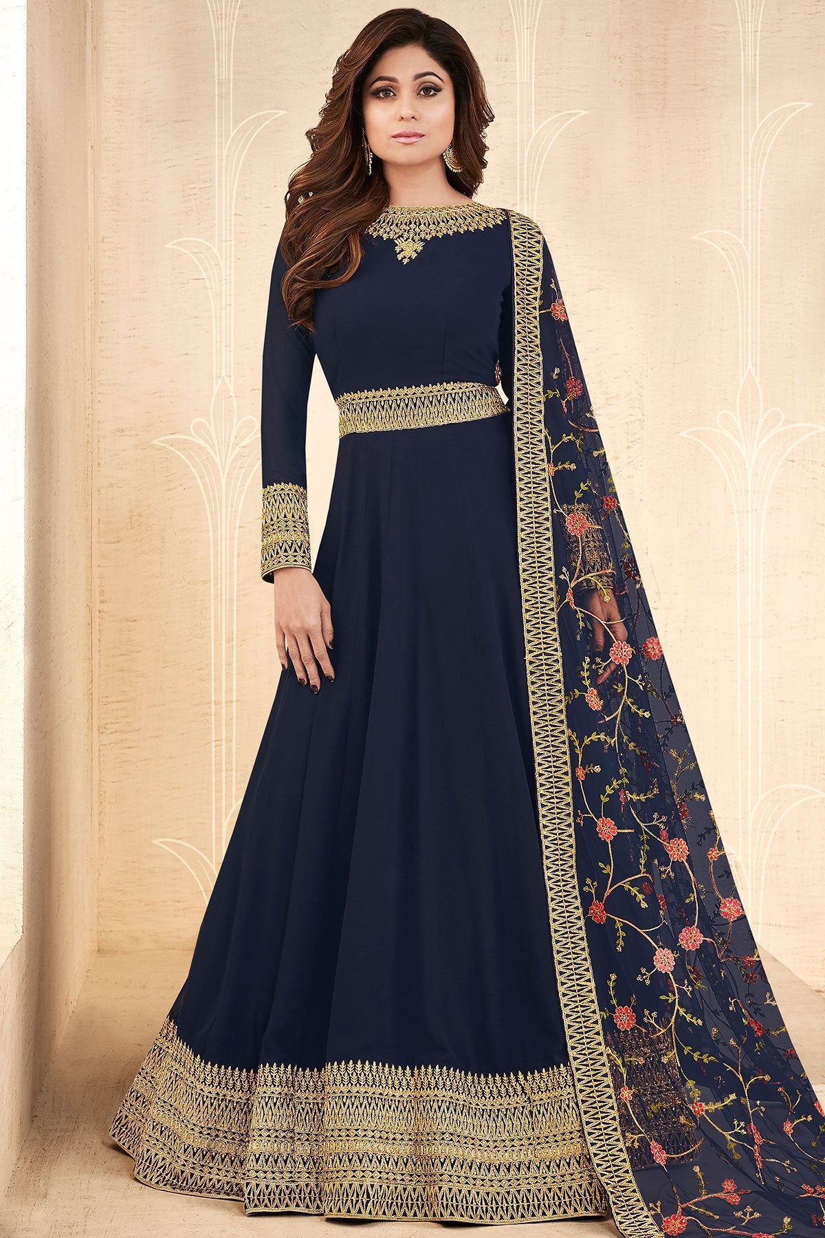 Midnight Blue Georgette Party Wear Anarkali Suit