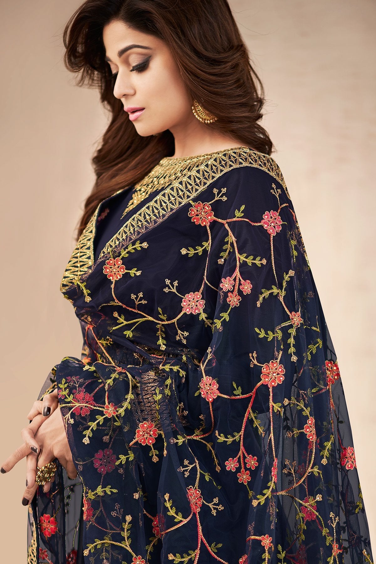 Midnight Blue Georgette Party Wear Anarkali Suit