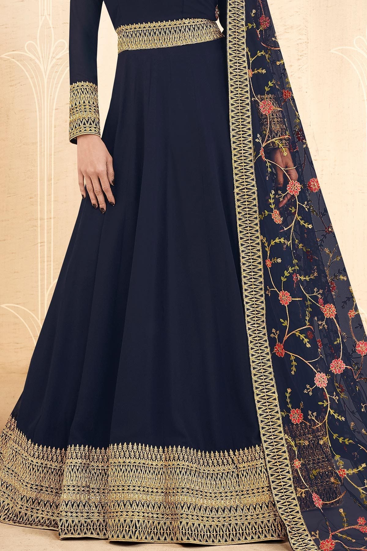 Midnight Blue Georgette Party Wear Anarkali Suit
