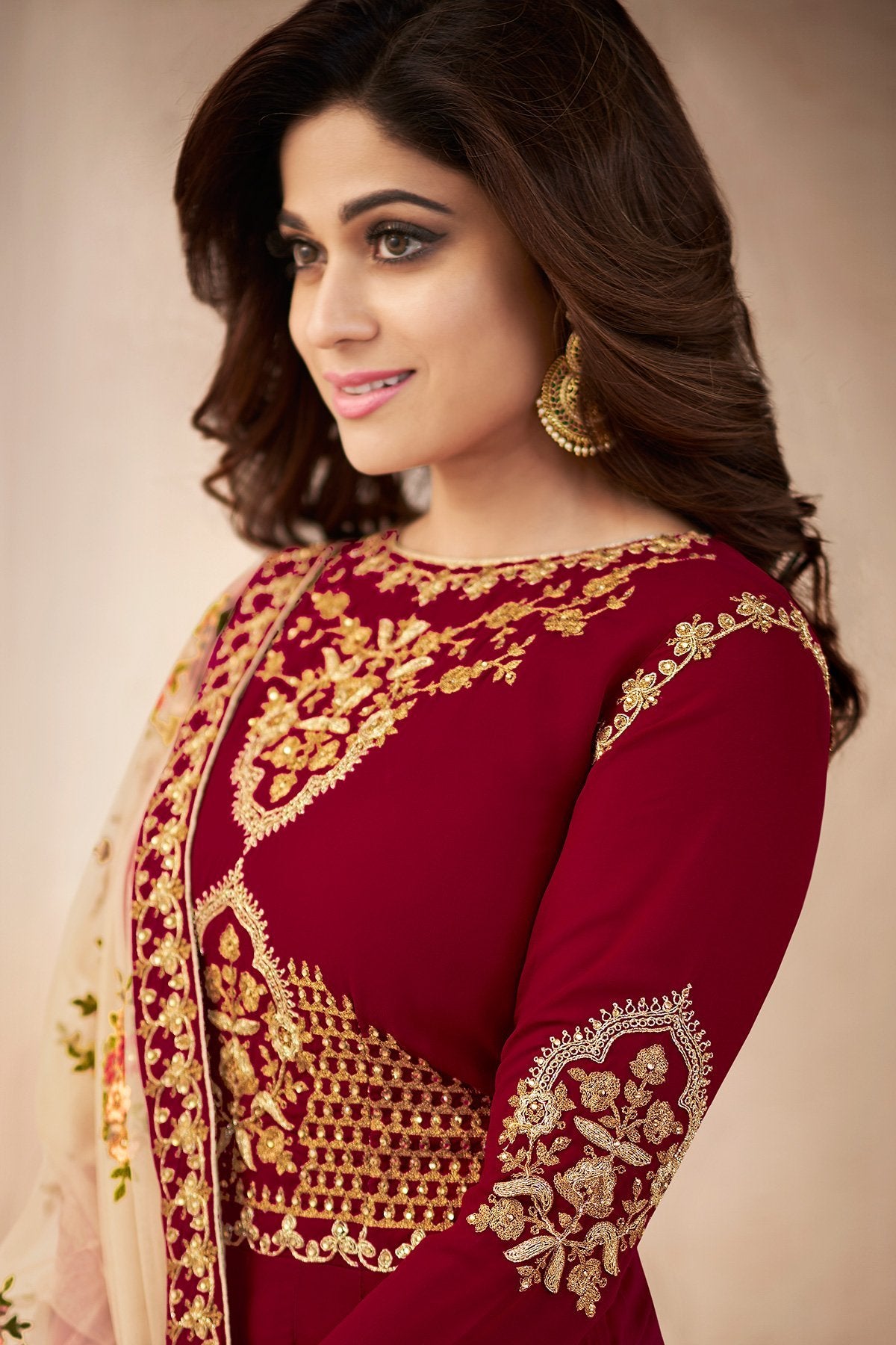 Burgundy Georgette Party Wear Anarkali Suit