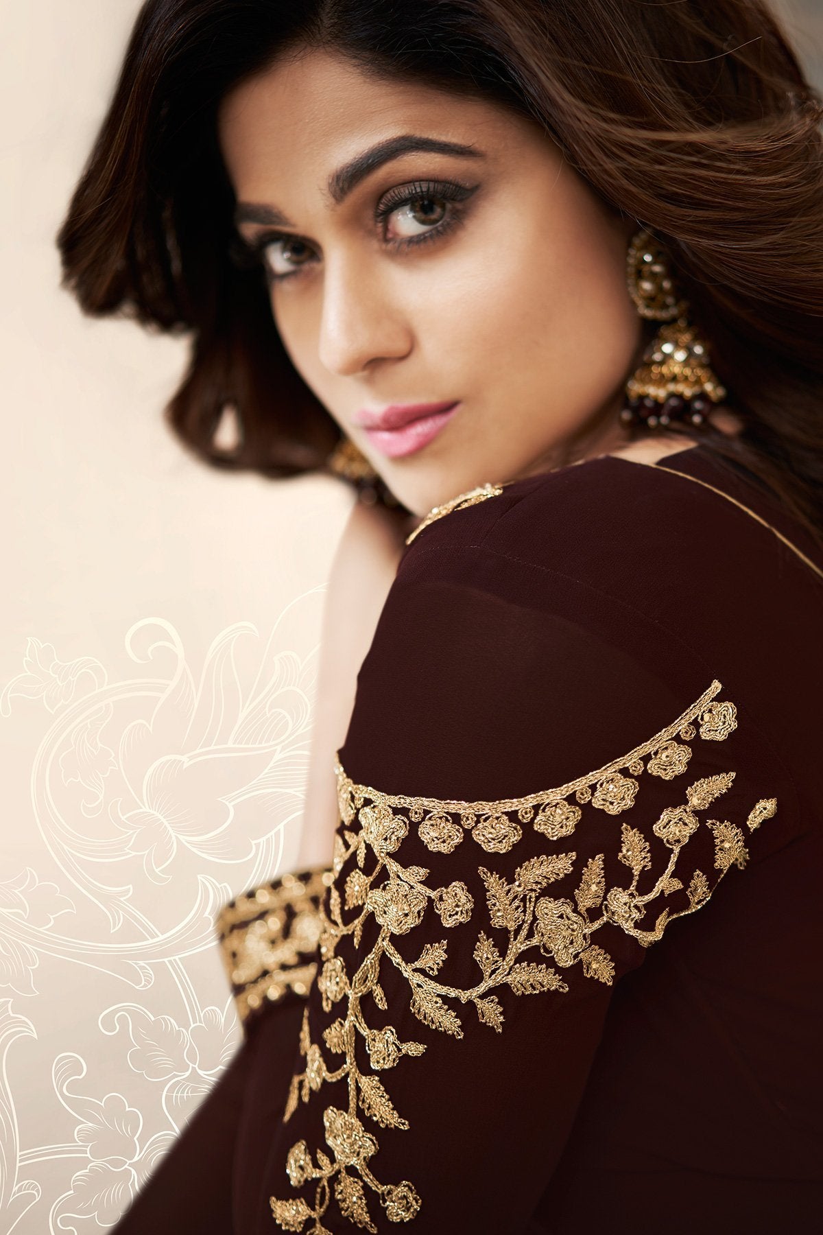 Dark Brown Georgette Party Wear Anarkali Suit