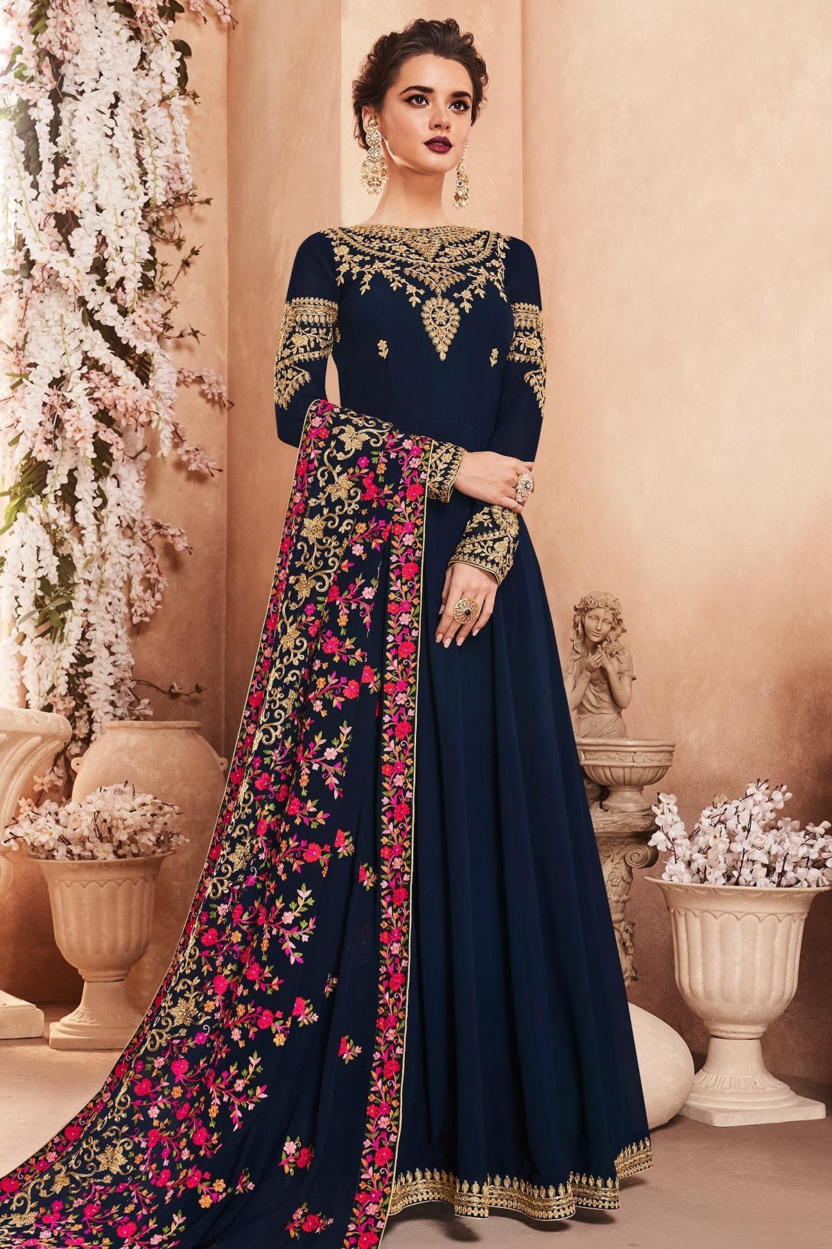 Midnnight Blue Georgette Anarkali suit