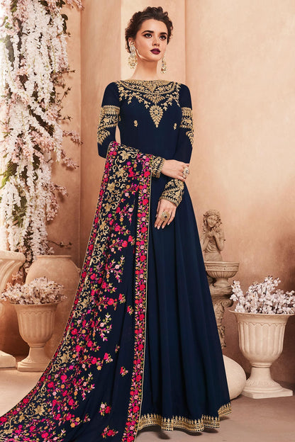 Midnnight Blue Georgette Anarkali suit