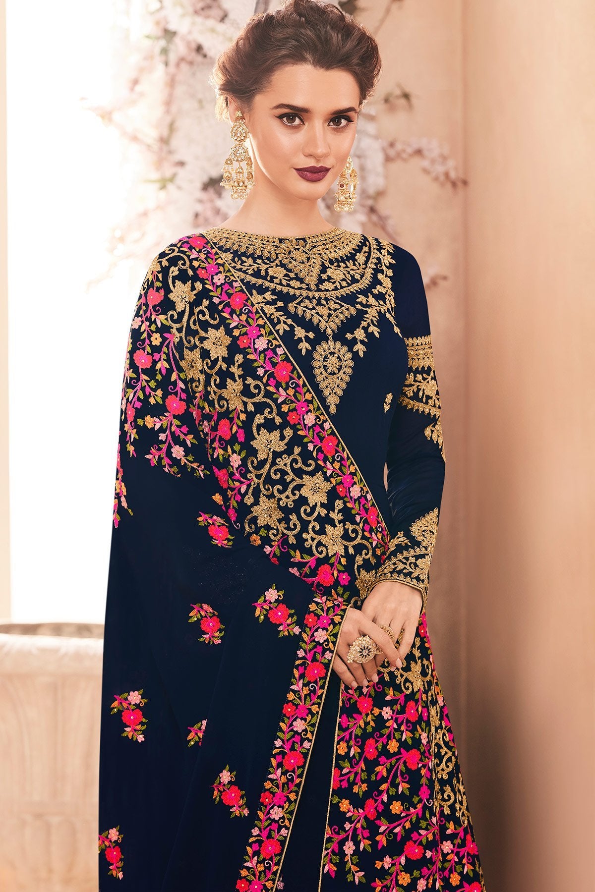 Midnnight Blue Georgette Anarkali suit