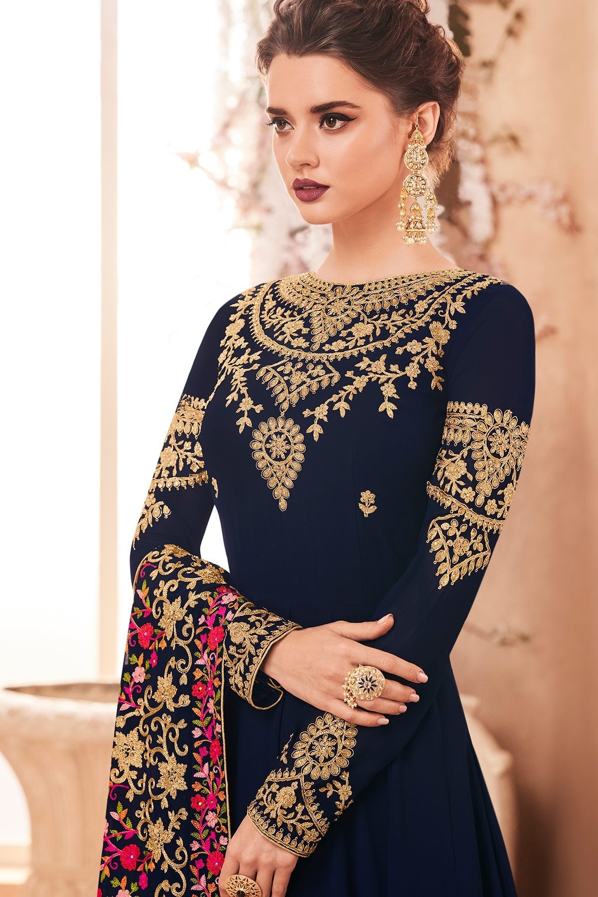 Midnnight Blue Georgette Anarkali suit