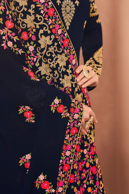 Midnnight Blue Georgette Anarkali suit