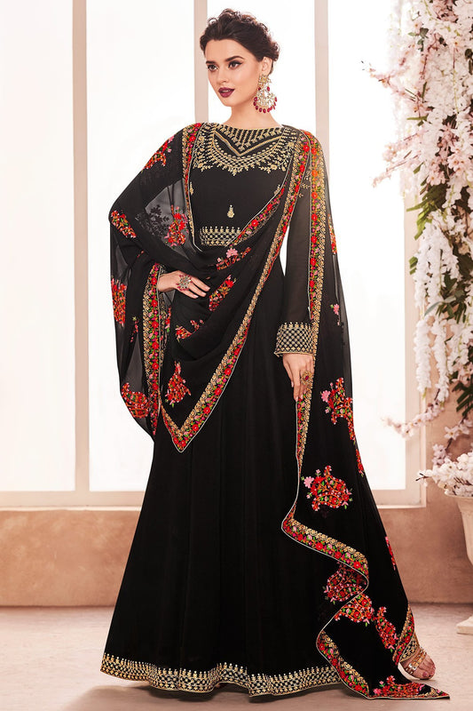 Onyx Black Anarkali in pure Georgette
