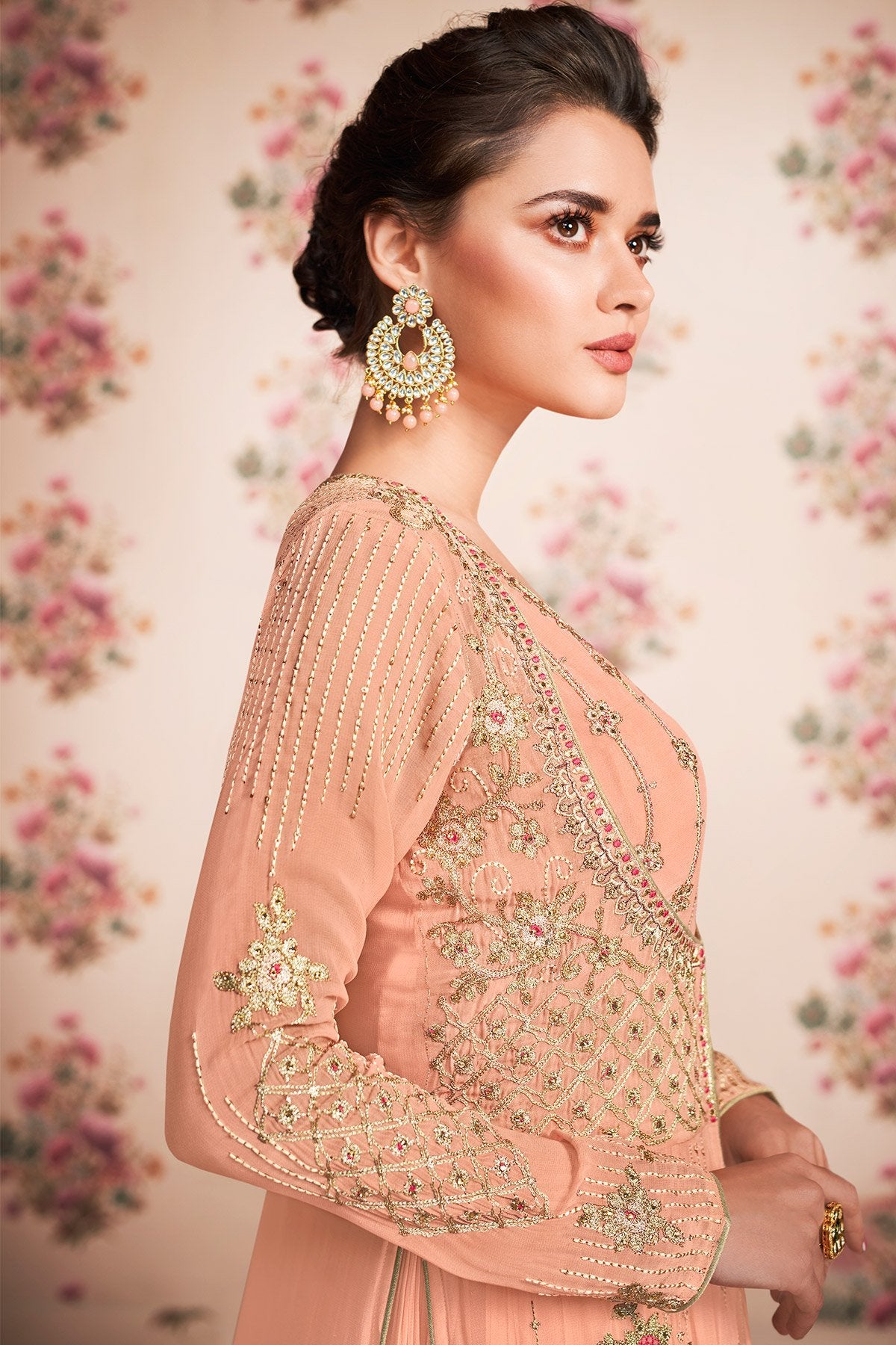 Tangerine Yellow Georgette Anarkali Suit and Dupatta