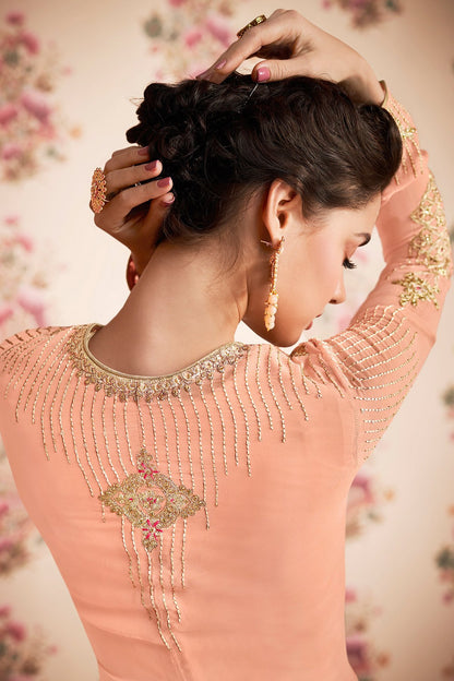 Tangerine Yellow Georgette Anarkali Suit and Dupatta