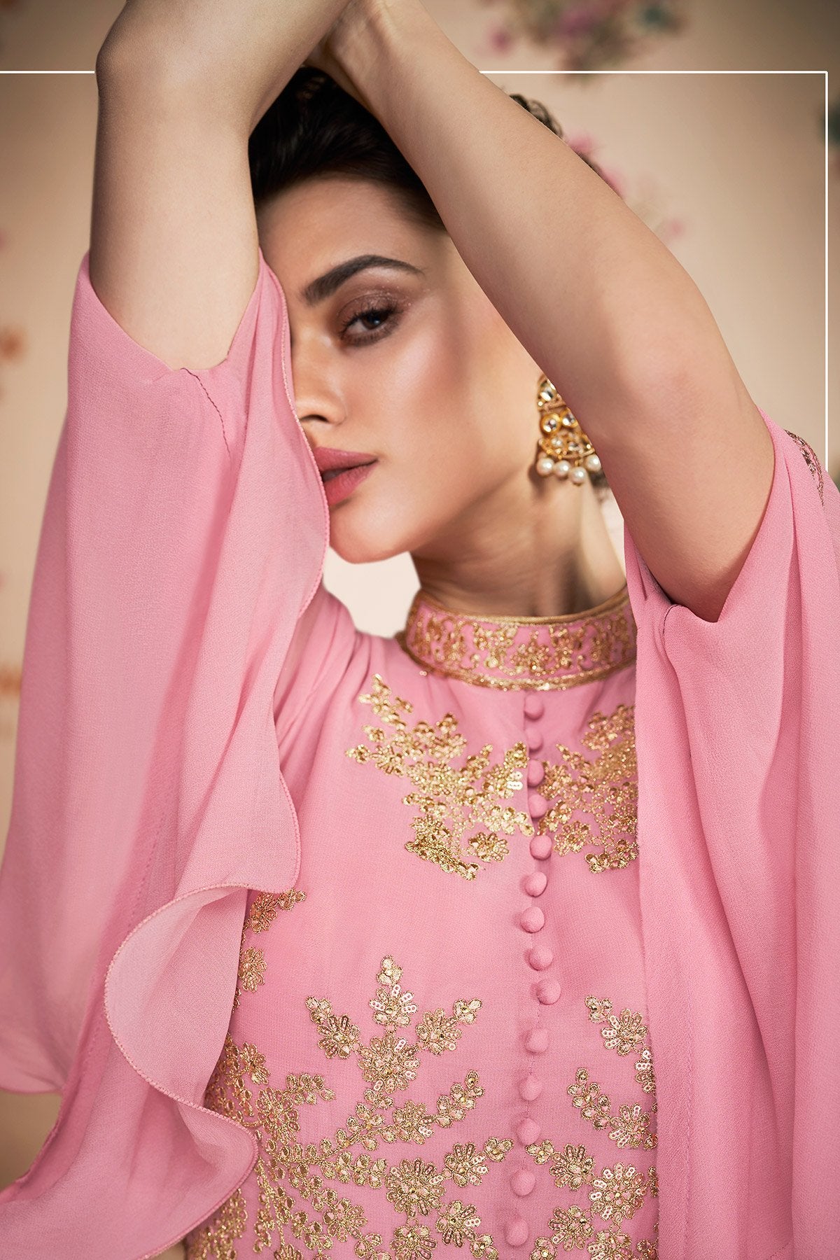 Pink Georgette Anarkali Suit and Dupatta