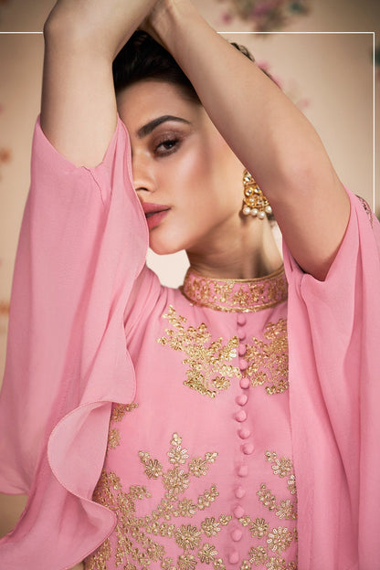 Pink Georgette Anarkali Suit and Dupatta