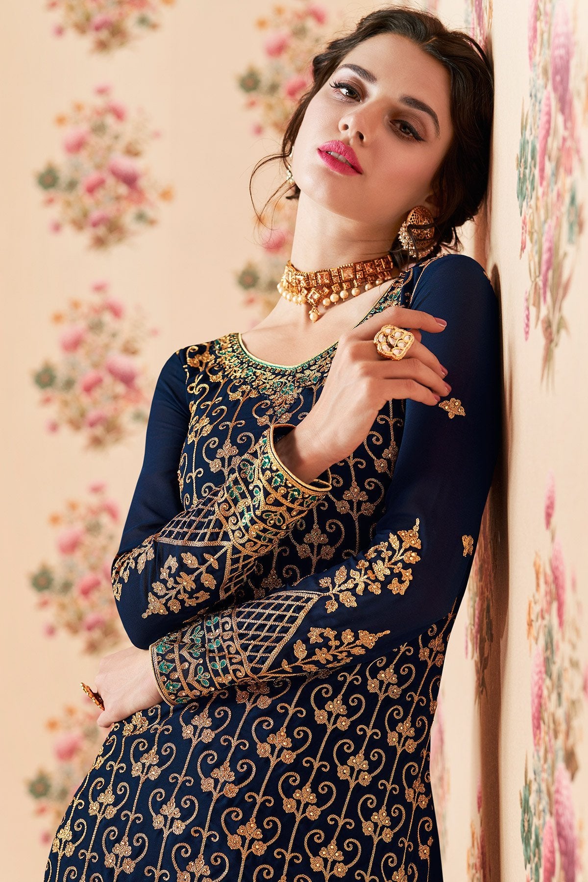 Barry Blue And Dark Cerulean designer Gharara Suit