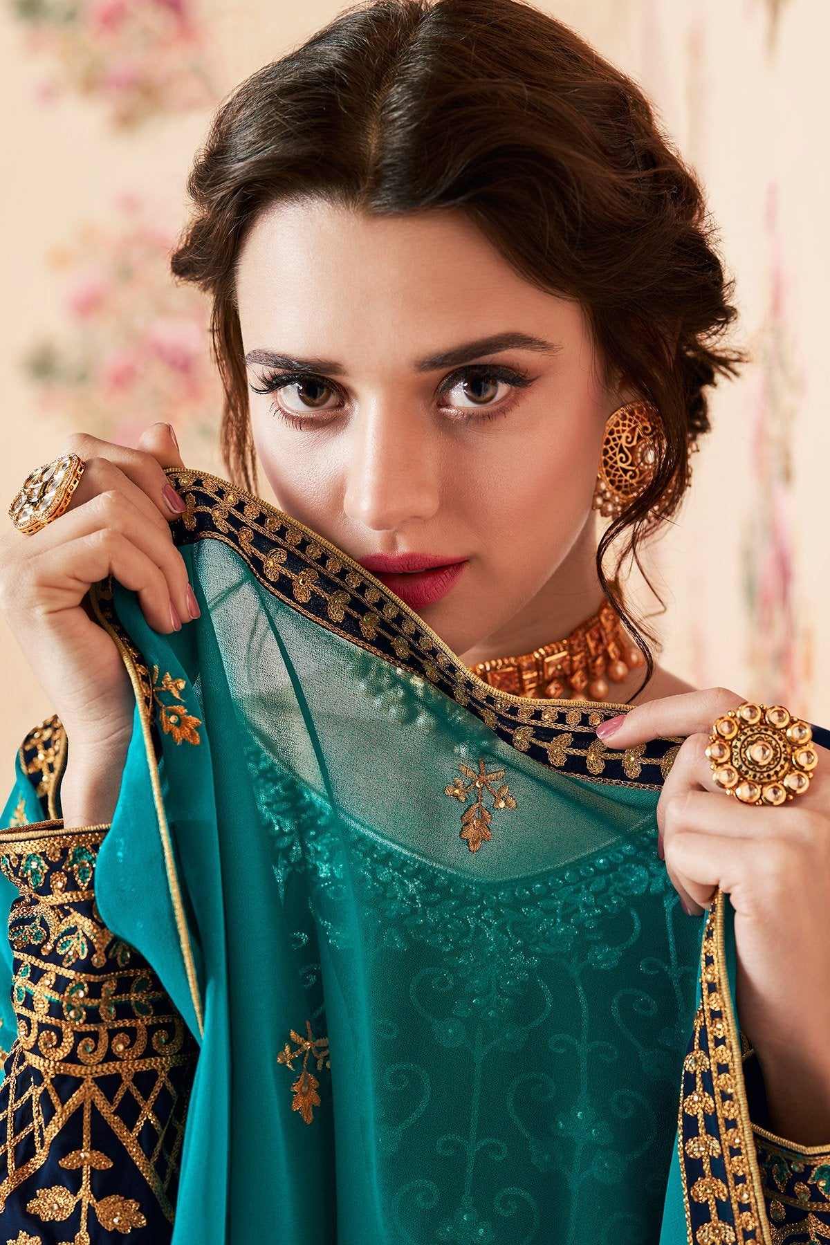 Barry Blue And Dark Cerulean designer Gharara Suit