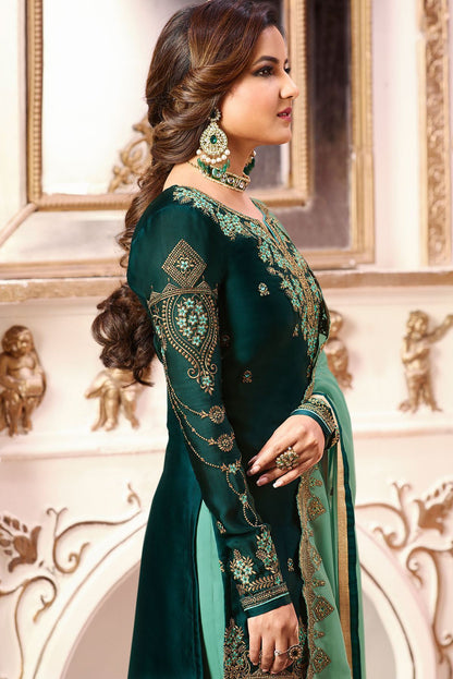 Dual Green Georgette Sharara Suit