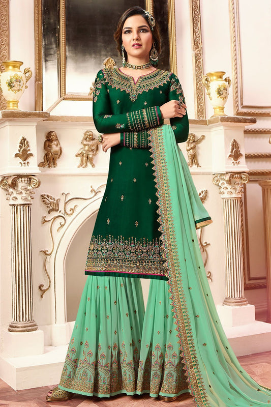 Green Georgette Party Wear Sharara Suit