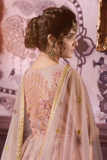 Peach Hues Party Wear Lehenga Style Anarkali Suit