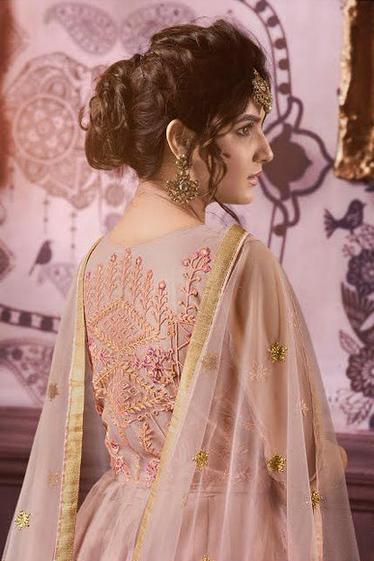 Peach Hues Party Wear Lehenga Style Anarkali Suit