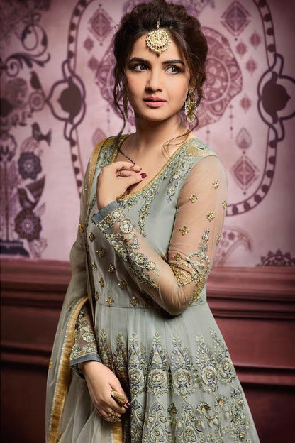 Olive And Golden Party Wear Anarkali Suit