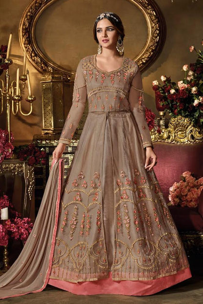 Peanut Heavy Net Party Wear Anarkali Suit
