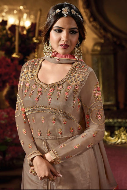 Peanut Heavy Net Party Wear Anarkali Suit