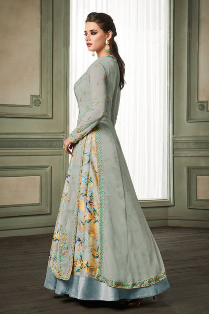 Grey Georgette Party Wear Anarkali Suit